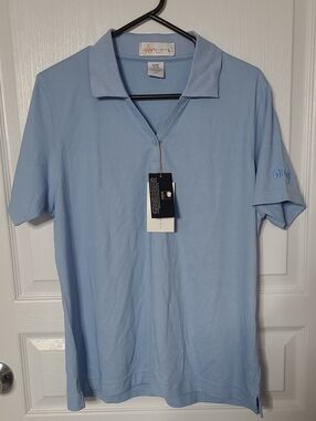 Women's Light Blue Promo Short Sleeve Polo Tee Blistex Logo